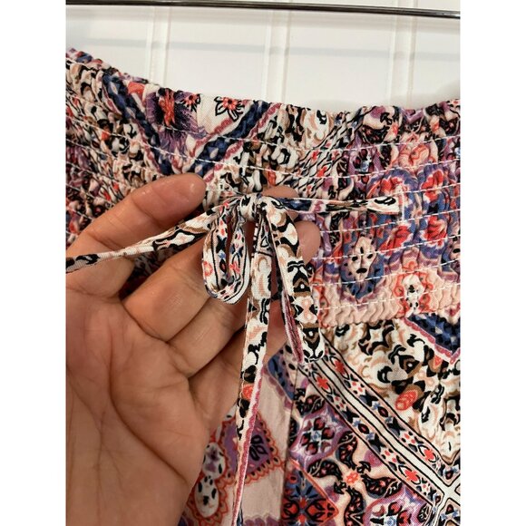 Maurices XL Long Smocked Waist Boho Printed Skirt 100% Rayon Multicolor Womens - Picture 3 of 13